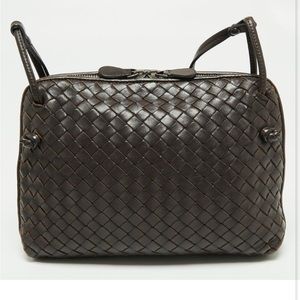 Crossbody Choco Brown Intrecciato Leather Nodini Shoulder Bag